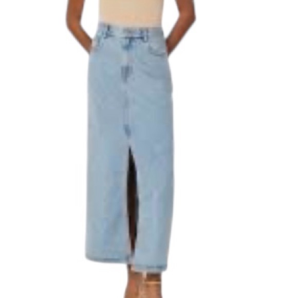 Frank & Oak Dresses & Skirts - Frank & Oak Denim Jean Skirt Midi Maxi Size Medium With Slit Cotton